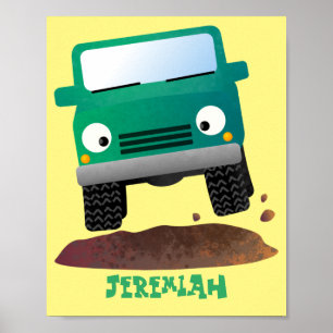 Cute 4X4 terreinwagen cartoon Poster