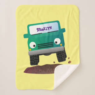 Cute 4X4 terreinwagen cartoon Sherpa Deken