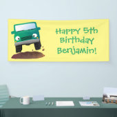 Cute 4X4 terreinwagen cartoon Spandoek (Beurs)