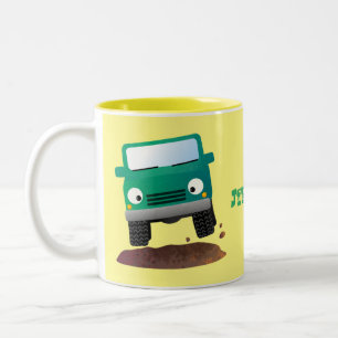 Cute 4X4 terreinwagen cartoon Tweekleurige Koffiemok