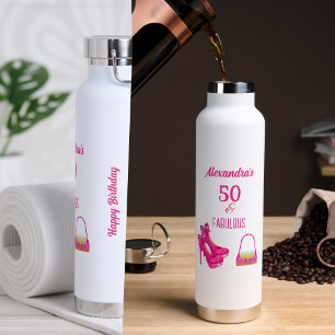 Cute 50e verjaardag hete roze hoge hakken naam cad waterfles