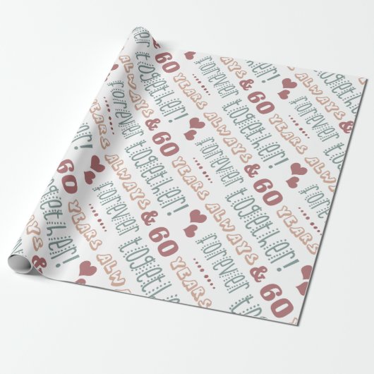 Cute 60th Wedding Jubileum Cadeaupapier (Uitgerold)
