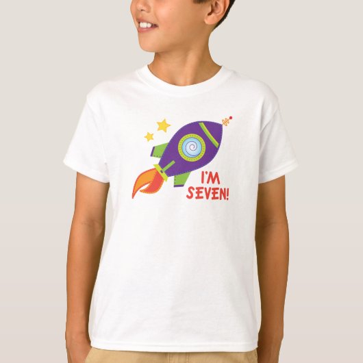 Cute 7th Birthday Rocketship Kinder Tee Shirt (Voorkant)