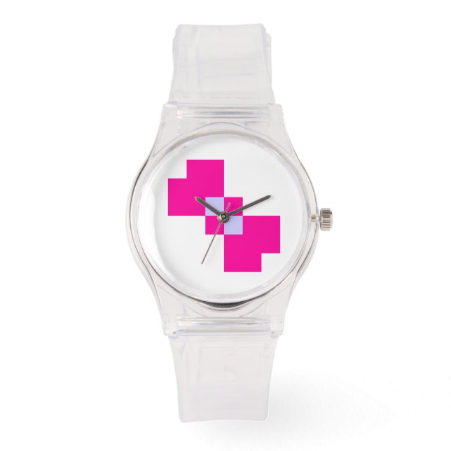 Cute 8 Bit Pixel Bow Horloge (Voorkant)
