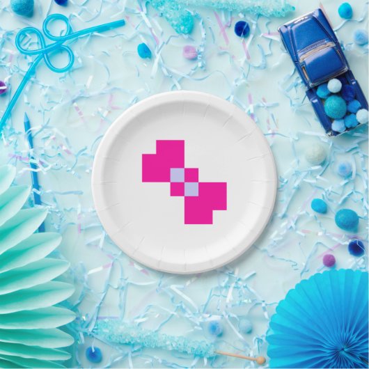 Cute 8 Bit Pixel Bow Papieren Bordje (Feest)