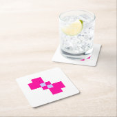 Cute 8 Bit Pixel Bow Vierkante Kartonnen Onderzetter (Insitu)