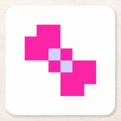 Cute 8 Bit Pixel Bow Vierkante Kartonnen Onderzetter (Voorkant)
