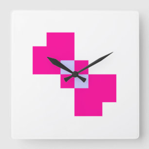 Cute 8 Bit Pixel Bow Vierkante Klok