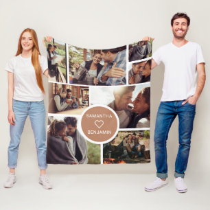 Cute 8 Photo Collage Vacation Camping Personalized Fleece Deken