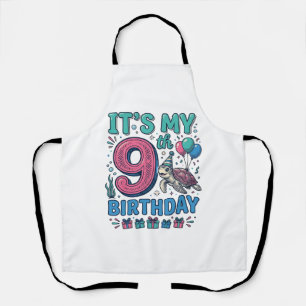 Cute 9e Verjaardag Schildpad Vintage Kids T-shirt  Schort