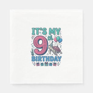 Cute 9e Verjaardag Schildpad Vintage Kids T-shirt Servet