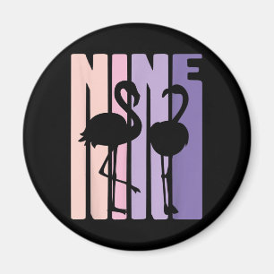 Cute 9th Birthday Gift I Flamingo I 9 Yrd Magneet