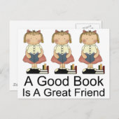 Cute A Good Book is een geweldig vriendinnetje T-s Briefkaart (Voorkant / Achterkant)