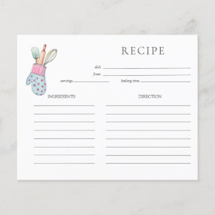 Cute à l'aquarelle Carte Recette