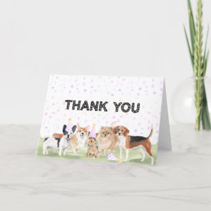 Cute Aangepaste Huisdier Pawty Roze Hond Verjaarda Bedankkaart
