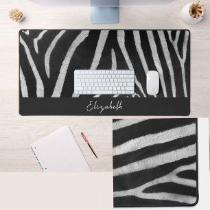 Cute aangepaste naam zebra vacht patroon bureau ma bureaumat