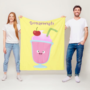 Cute aardbeien ijs sundae cartoon fleece deken