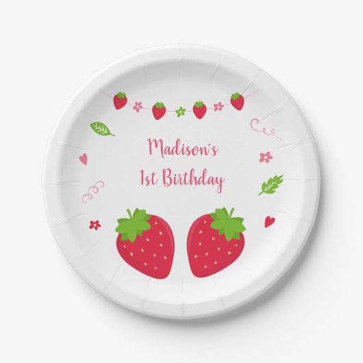Cute aardbery Berry Sweet Birthday Papieren Bordje (Voorkant)