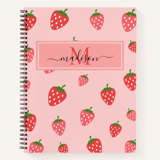 Cute aardbery Blush Pink Monogram Notitieboek (Voorkant)
