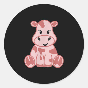 Cute aardbery Cow Cutie Pink Kawaii Strawberry Ronde Sticker