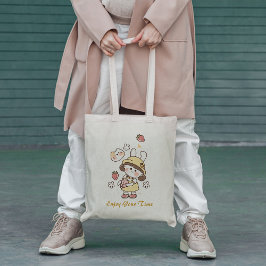 Cute aardbery girl Canvas tas