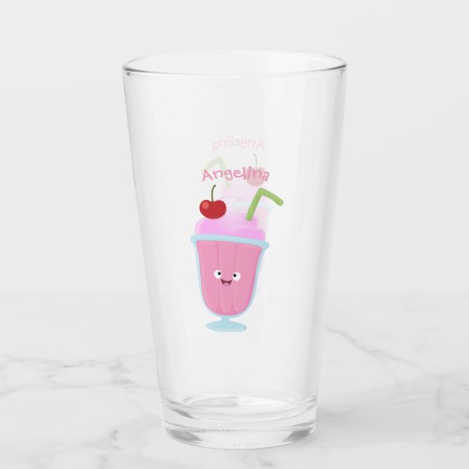 Cute aardbery ice crème sundae cartoon glas (Achterkant)
