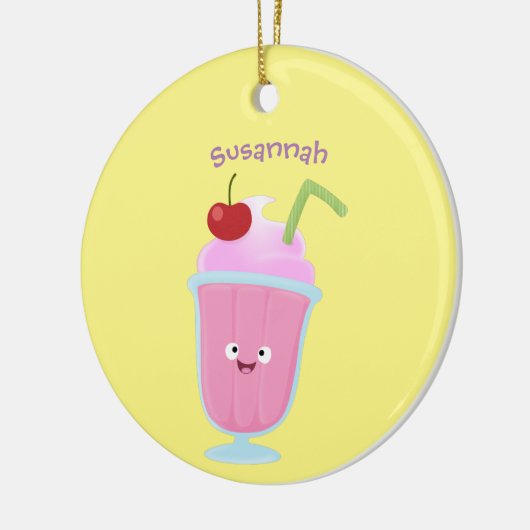 Cute aardbery ice crème sundae cartoon keramisch ornament (Links)