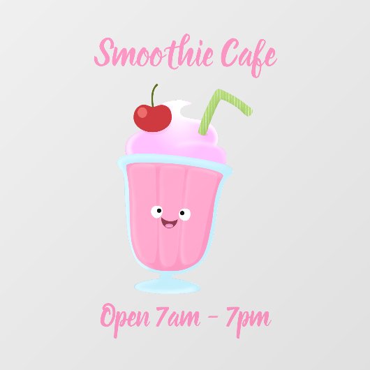 Cute aardbery ice crème sundae cartoon raamsticker (Vel)