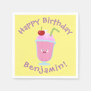 Cute aardbery ice crème sundae cartoon servet