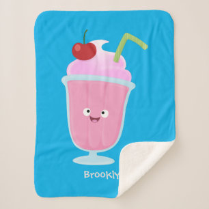 Cute aardbery ice crème sundae cartoon sherpa deken
