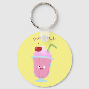 Cute aardbery ice crème sundae cartoon sleutelhanger