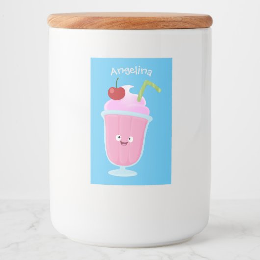 Cute aardbery ice crème sundae cartoon voedselcontainer etiket (Voorkant)