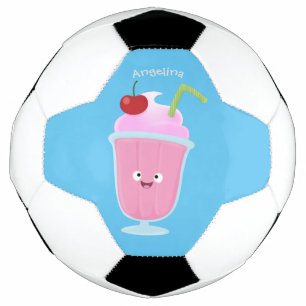 Cute aardbery ice crème sundae cartoon voetbal