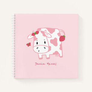 Cute Aardbery Koe and Spots Pattern Notitieboek
