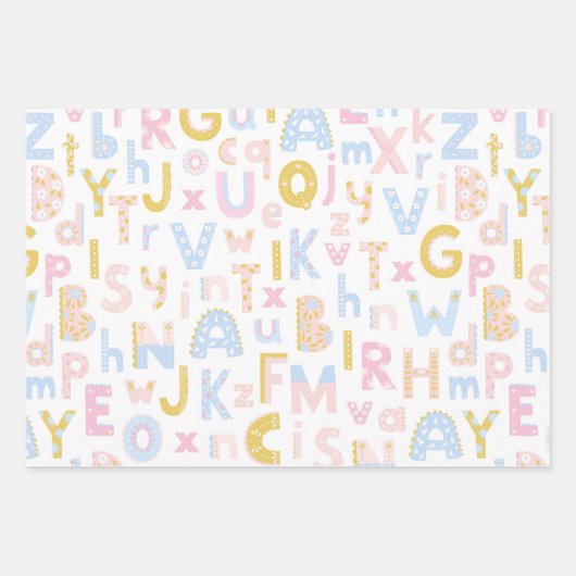 Cute ABC Alphabet Pattern Pastel Baby shower Inpakpapier Vel (Voorkant)