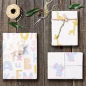 Cute ABC Alphabet Pattern Pastel Baby shower Inpakpapier Vel