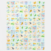 Cute ABC Animal Alphabet Pattern met Voornaam Fleece Deken (Voorkant)
