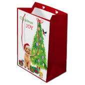 Cute Abriot Poodle Santa Hat en kerstboom Medium Cadeauzakje (Achterkant Gekanteld)