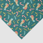 Cute Abstract Christmas Bird w/ Candy Cane Pattern Tissuepapier (Detail)