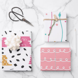 Cute Abstract Doodle Strepen Streken Inpakpapier Vel
