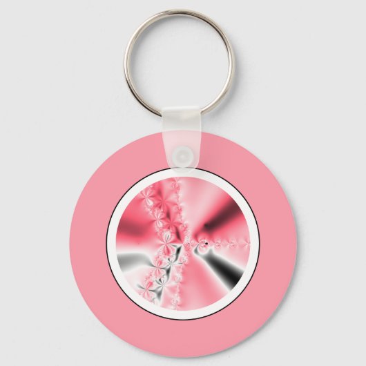 Cute Abstract Girly Pink Fractal Sleutelhanger (Voorkant)
