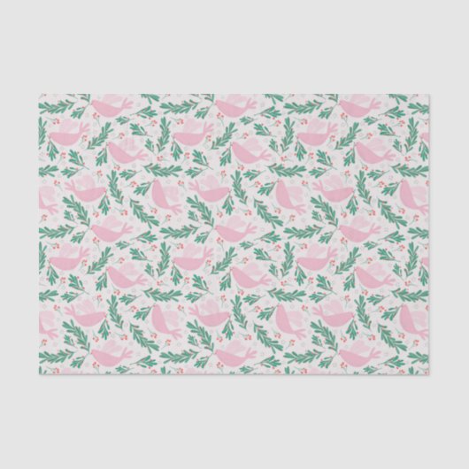 Cute Abstract Pink Christmas Peace Dove Pattern Tissuepapier (Voorkant)