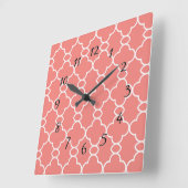Cute Abstract Salmon White Modern Vierkante Klok (Hoek)