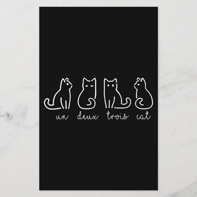 Cute Abstract Un Deux Trois Cat French Kat (Voorkant)