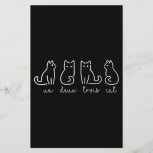 Cute Abstract Un Deux Trois Cat French Kat Briefpapier