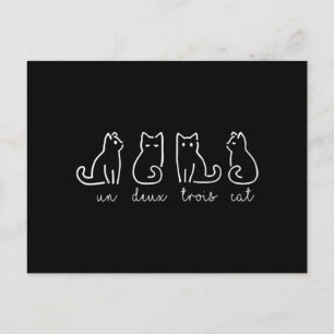 Cute Abstract Un Deux Trois Cat French Kat Feestdagenkaart