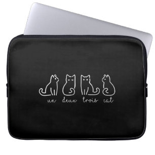 Cute Abstract Un Deux Trois Cat French Kat Laptop Sleeve
