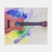 Cute Acoustic Guitar Fleece Deken (Voorkant (Horizontaal))
