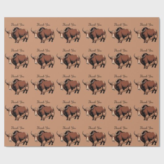 Cute & adorable brown Yak Cadeaupapier (Vlak)