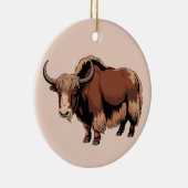 Cute & adorable brown Yak  Keramisch Ornament (Rechts)